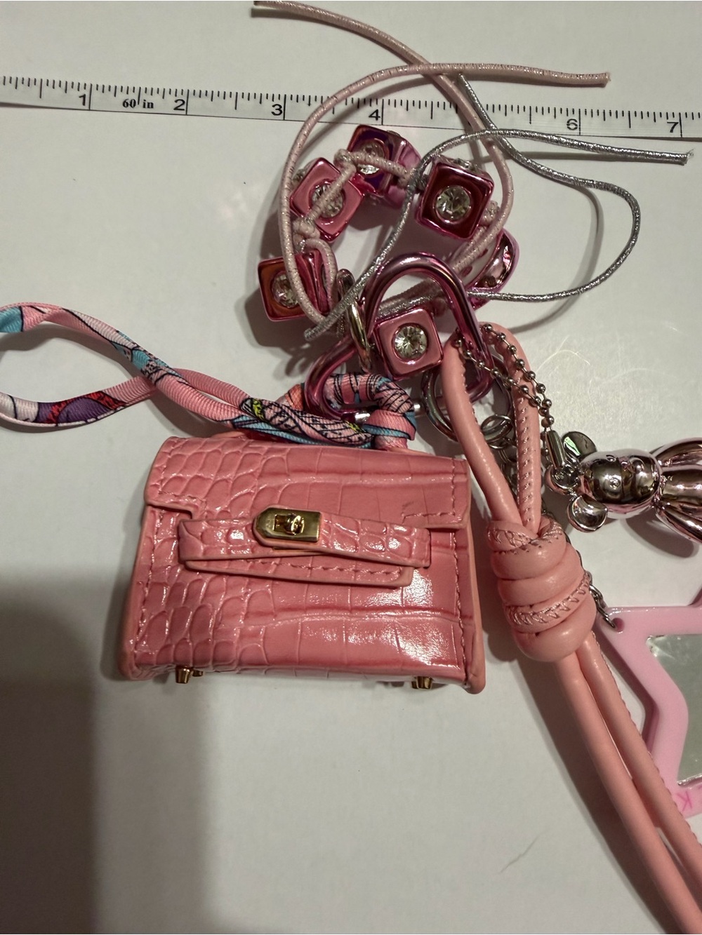 Pink Women's Key & Card Holder Charm Set
